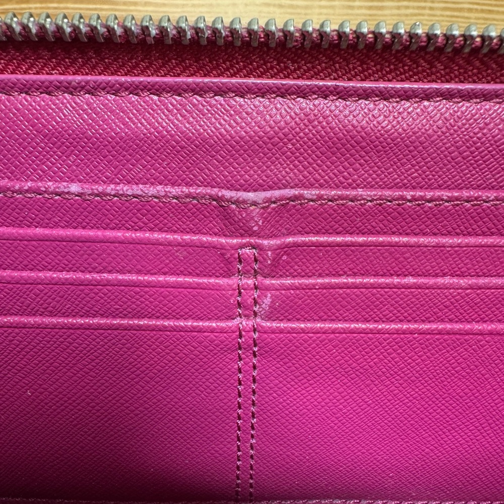 Coach Darcy Shiny Saffiano Leather Long Zip Around Wallet F50438 Fuchsia - Picture 12 of 13